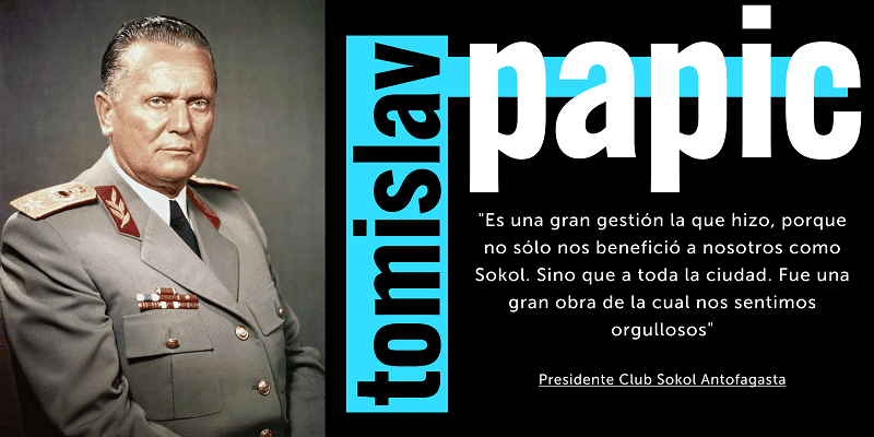 Tomislav Papic, presidente del Club Sokol de Antofagasta, está feliz con la donación del mariscal Tito.